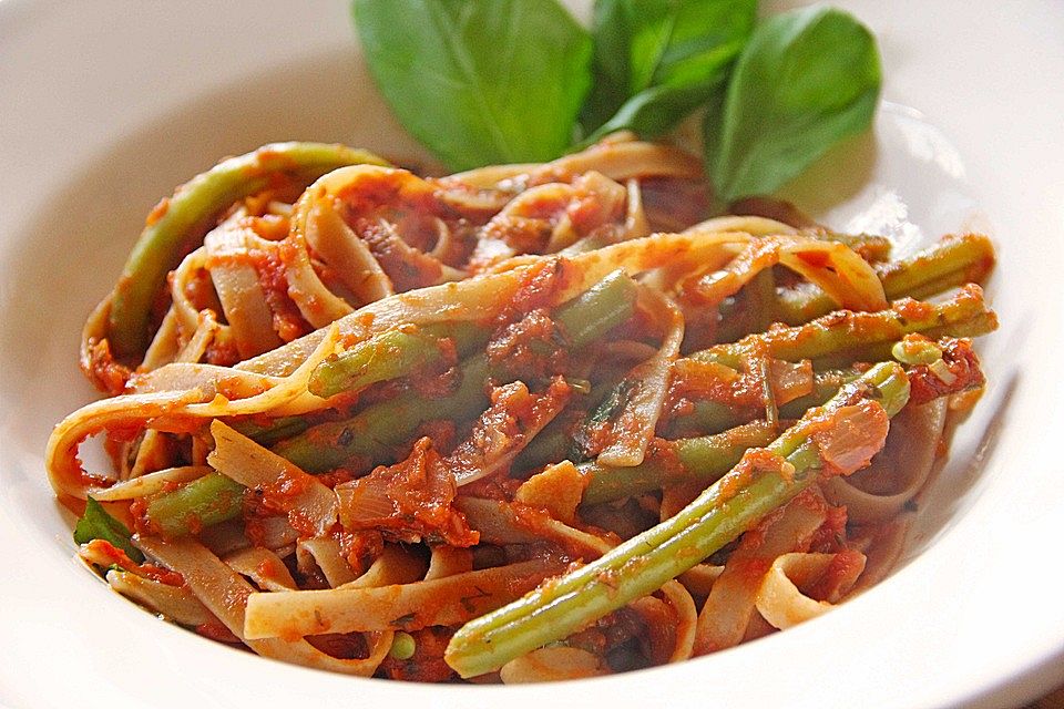 Spaghetti mit grünen Bohnen