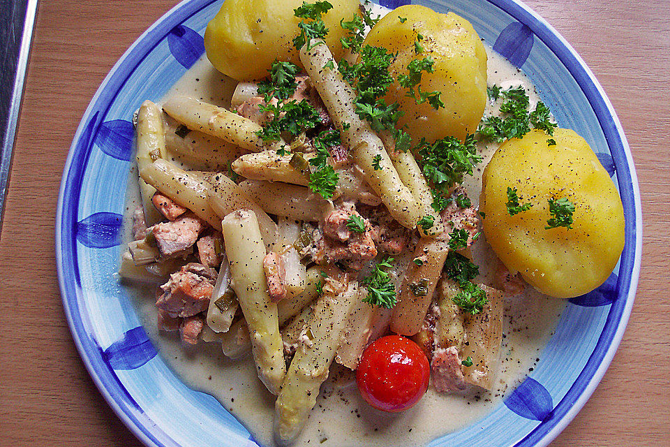 Gebratener Spargel mit Wildlachs