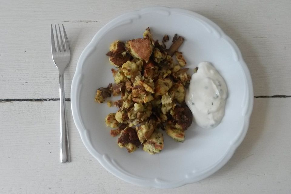 Gemüseschmarrn mit Knoblauchdip