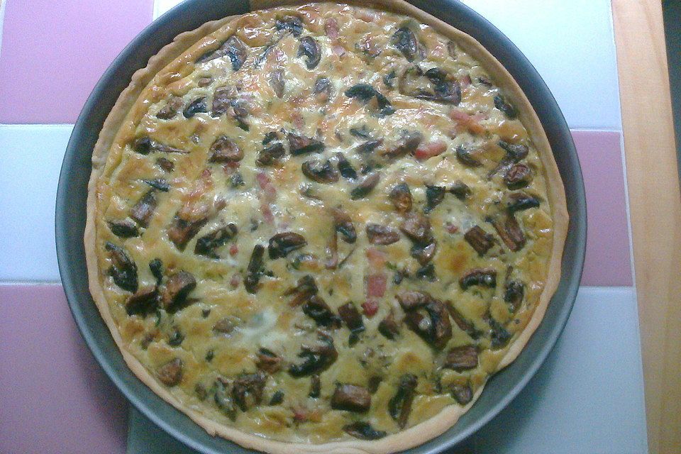 Pilzquiche mit Schinken