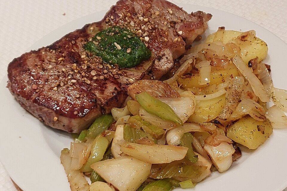 Rumpsteak mit Bratkartoffeln