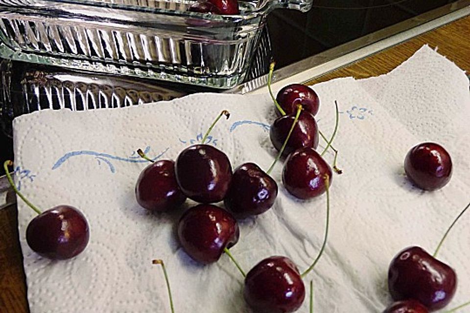 Kirschen mit Quark überbacken