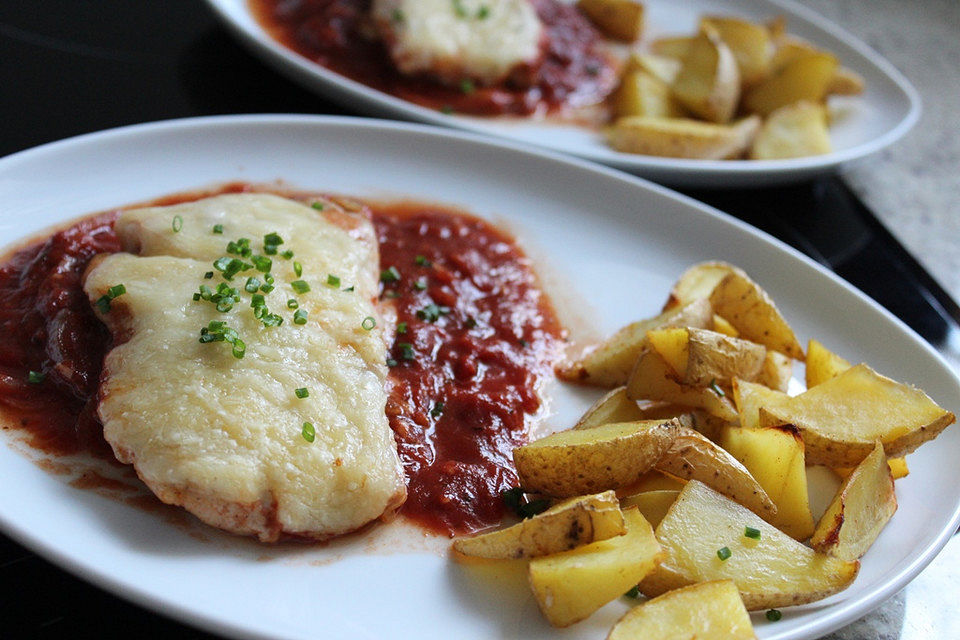 Überbackene Putenschnitzel