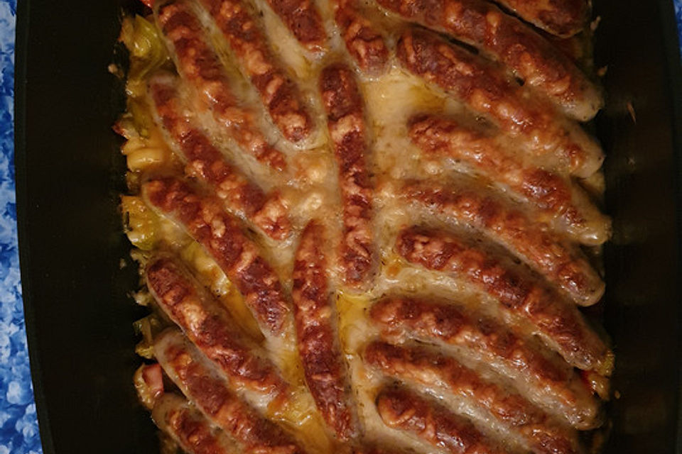 Bratwurst - Gemüse - Gratin