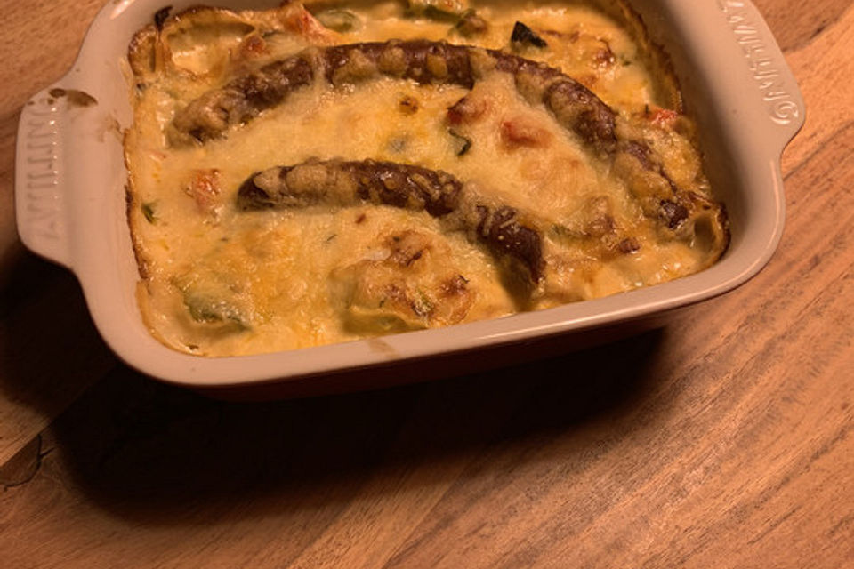 Bratwurst - Gemüse - Gratin