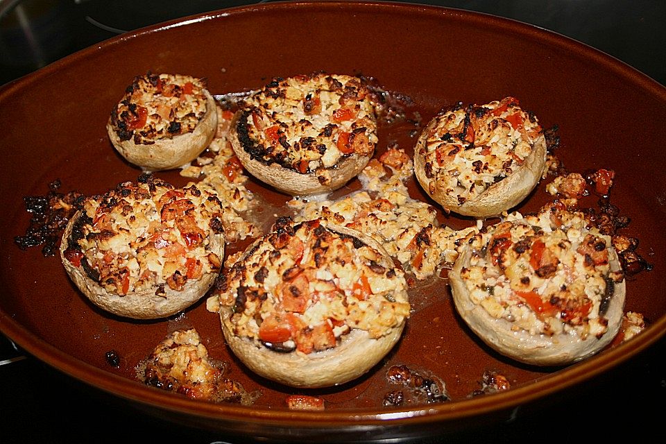 Gefüllte Riesenchampignons zum Grillen