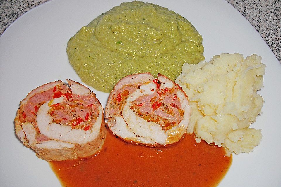 Hähnchenroulade mit Diabolo - Füllung