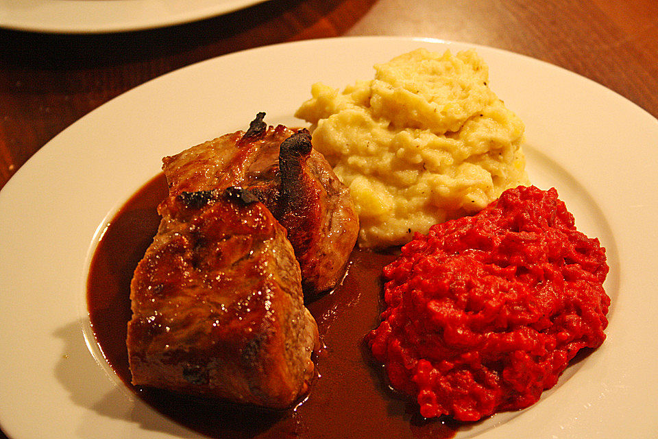 Gewürzbraten mit Gemüsepüree