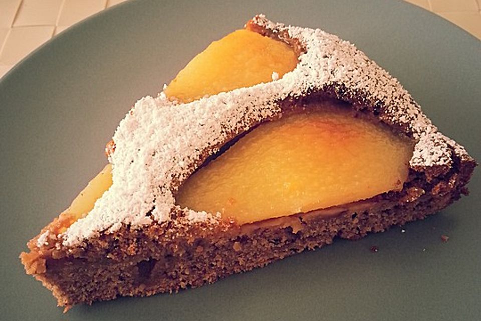 Schokokuchen mit versunkene Birnen