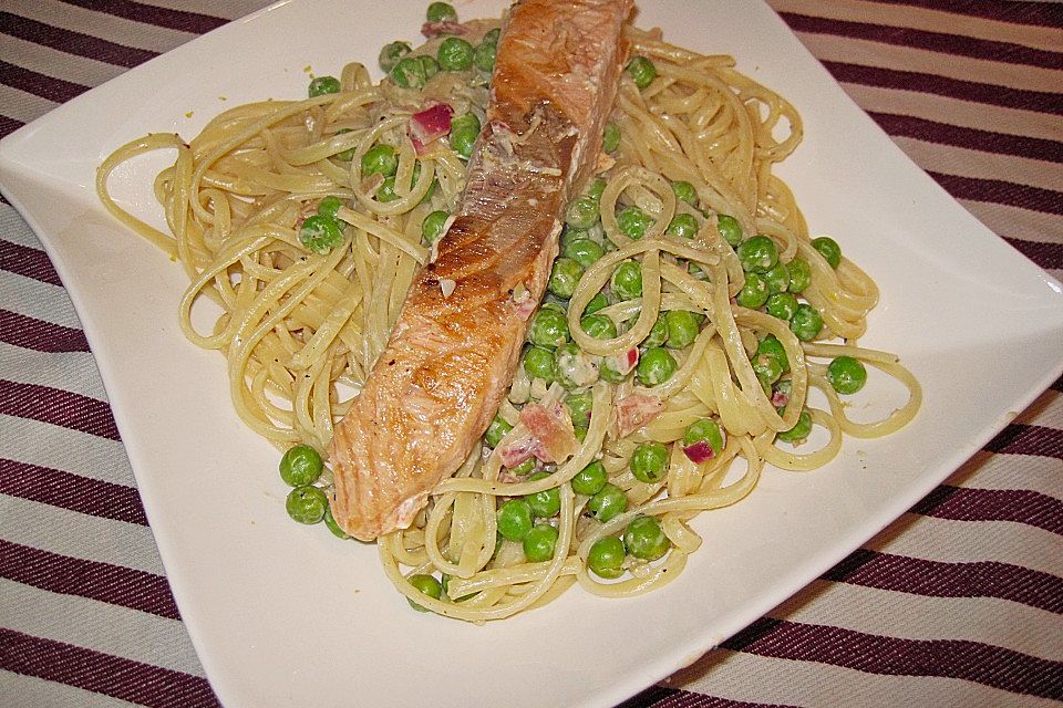 Zitronen - Linguine mit Lachs