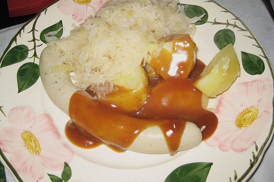 Schlesische Weißwurst mit Biertunke