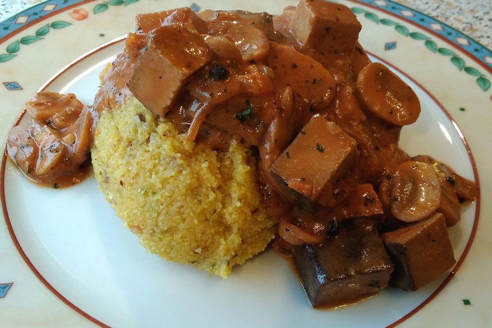 Tofu in Rotwein-Buttermilchsauce