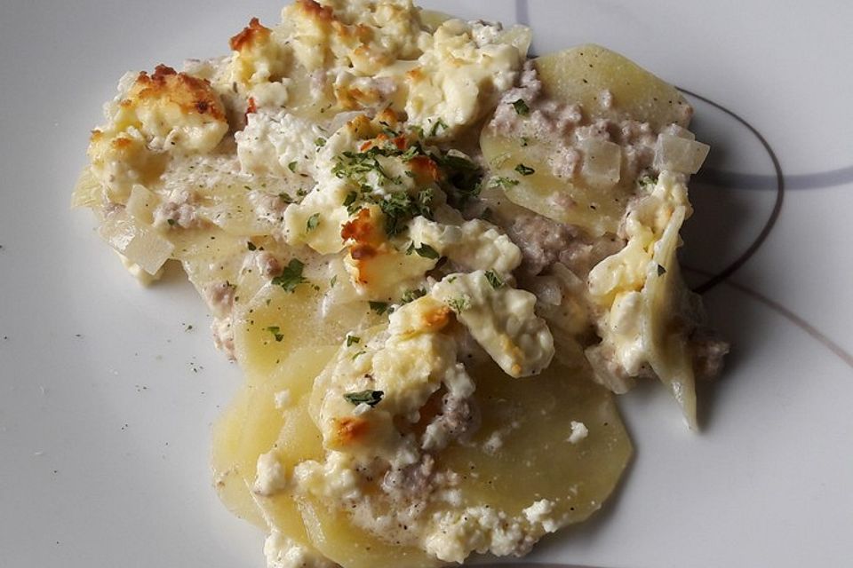 Hackfleisch - Schafskäse Gratin