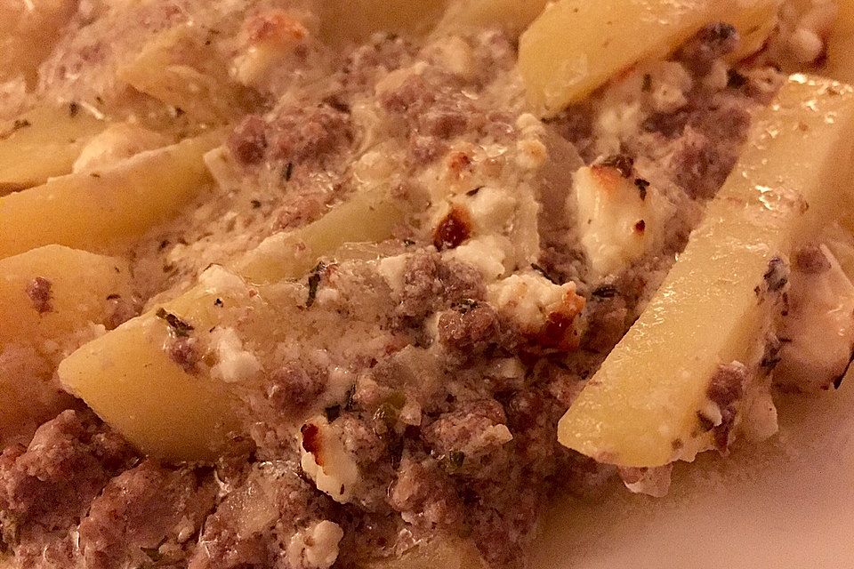 Hackfleisch - Schafskäse Gratin