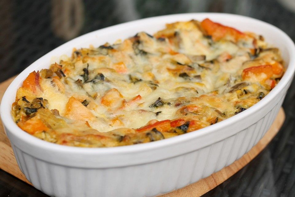 Vegetarische Kürbis-Mangold-Lasagne