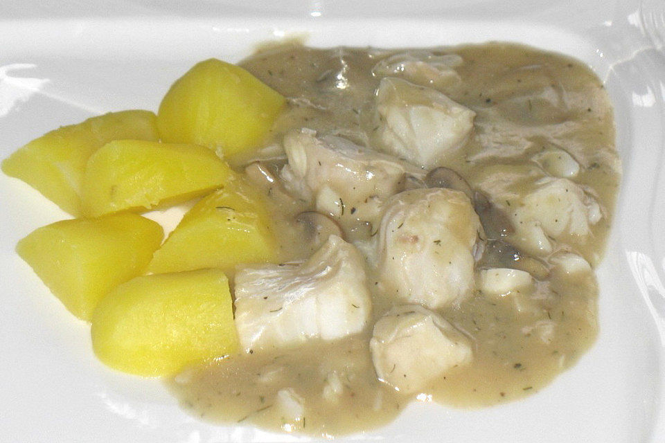 Fisch - Frikassee mit Champignons