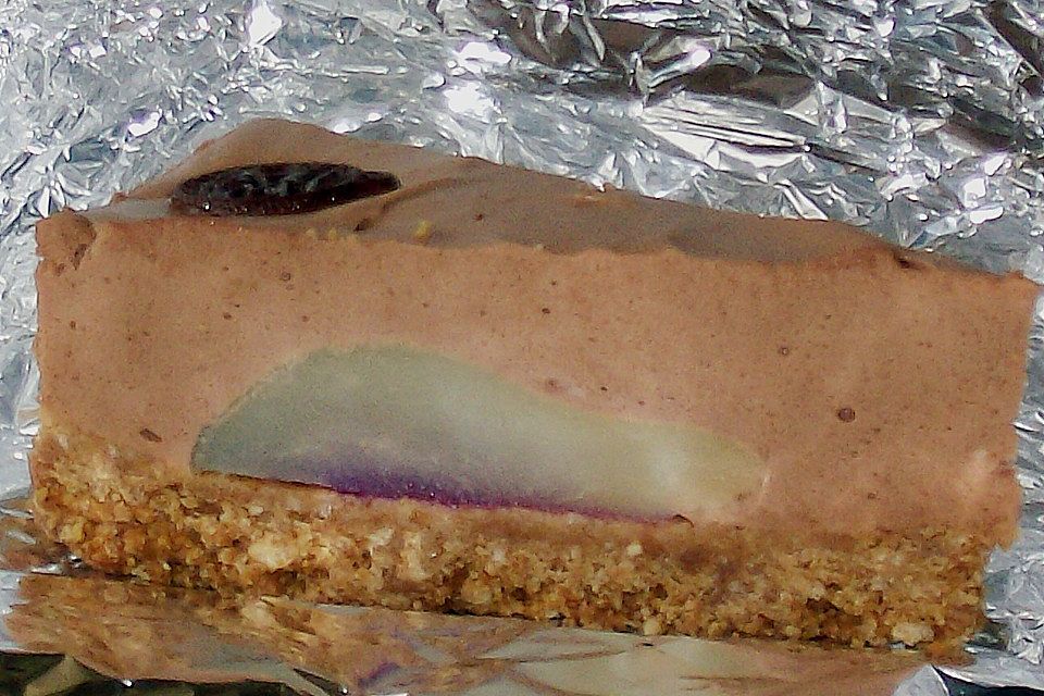 Winterliche  Schokoladen - Frischkäsetorte mit Birnen