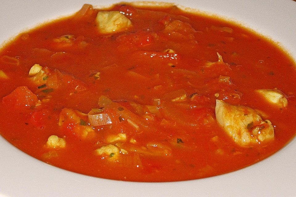 Schnelle mediterrane Fischsuppe