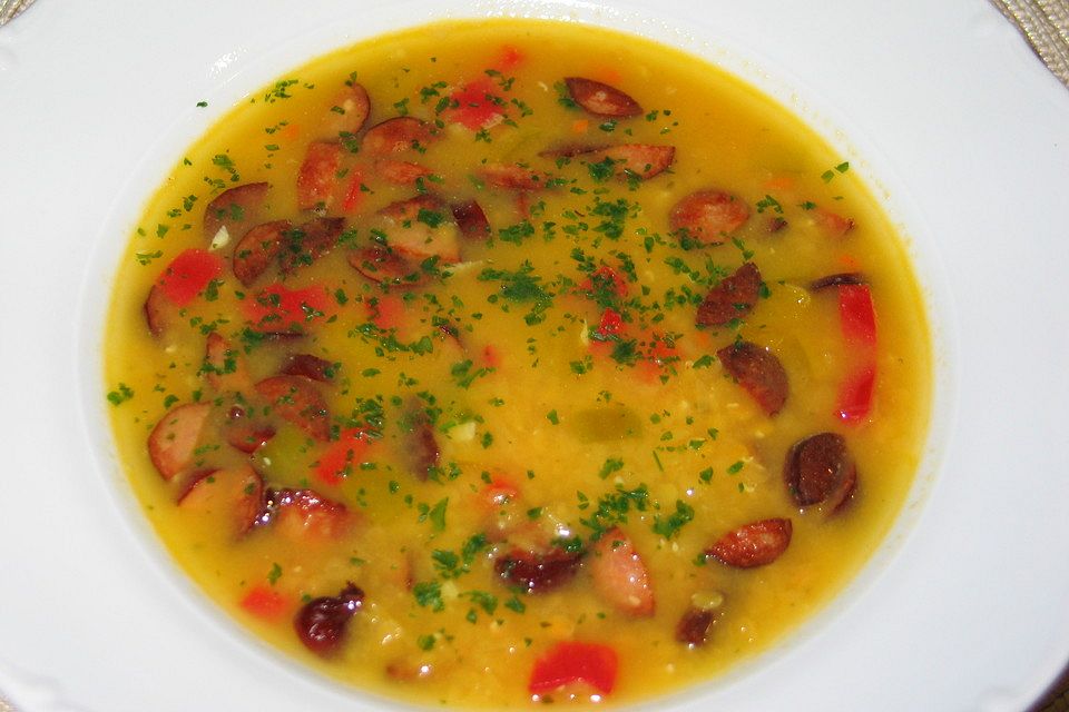 Linsensuppe mit Cabanossi