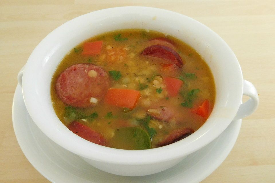 Linsensuppe mit Cabanossi