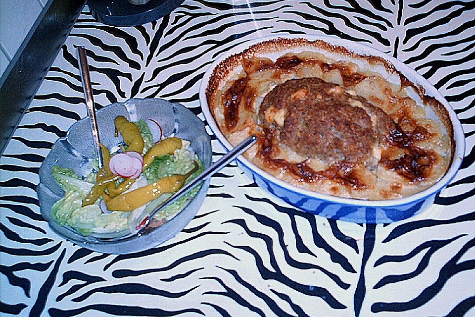 Hackbraten auf Kartoffelgratin