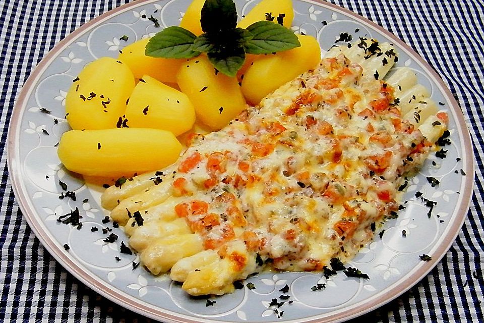 Überbackener Stangenspargel