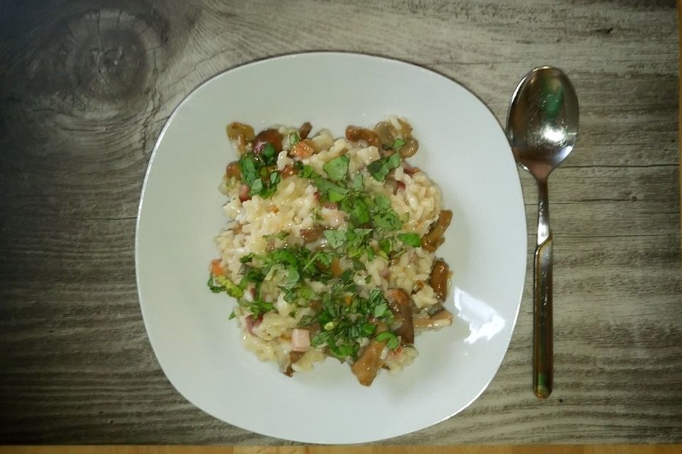 Pilzrisotto mit Speck