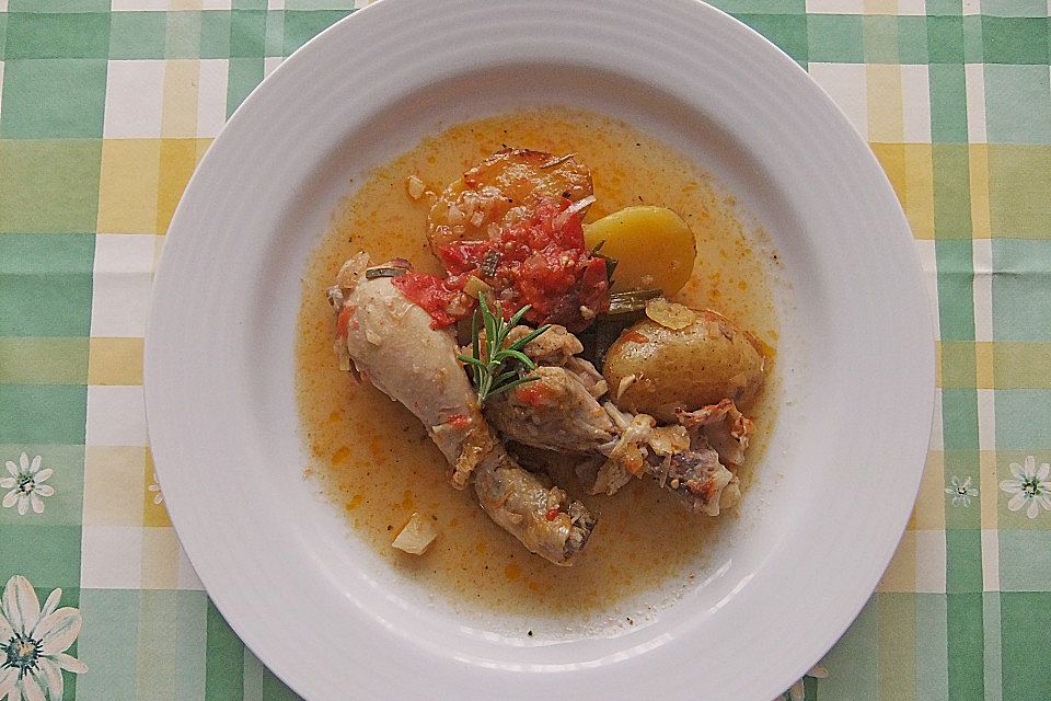 Aqua Pazza mit Hähnchenschenkeln