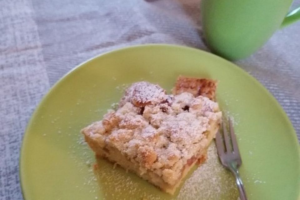 Pfirsich - Blechkuchen mit Streuseln