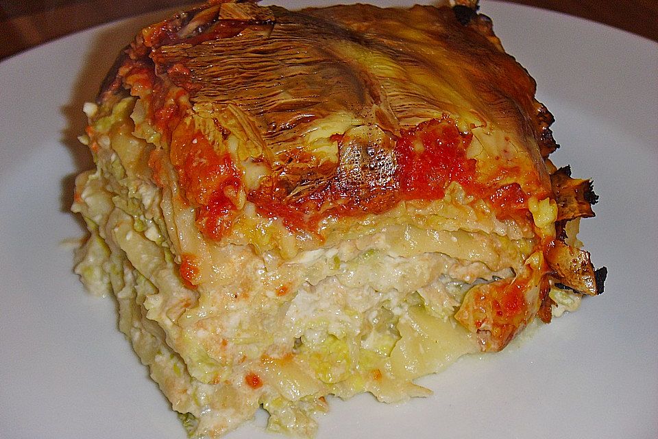 Lachs-Wirsing Lasagne