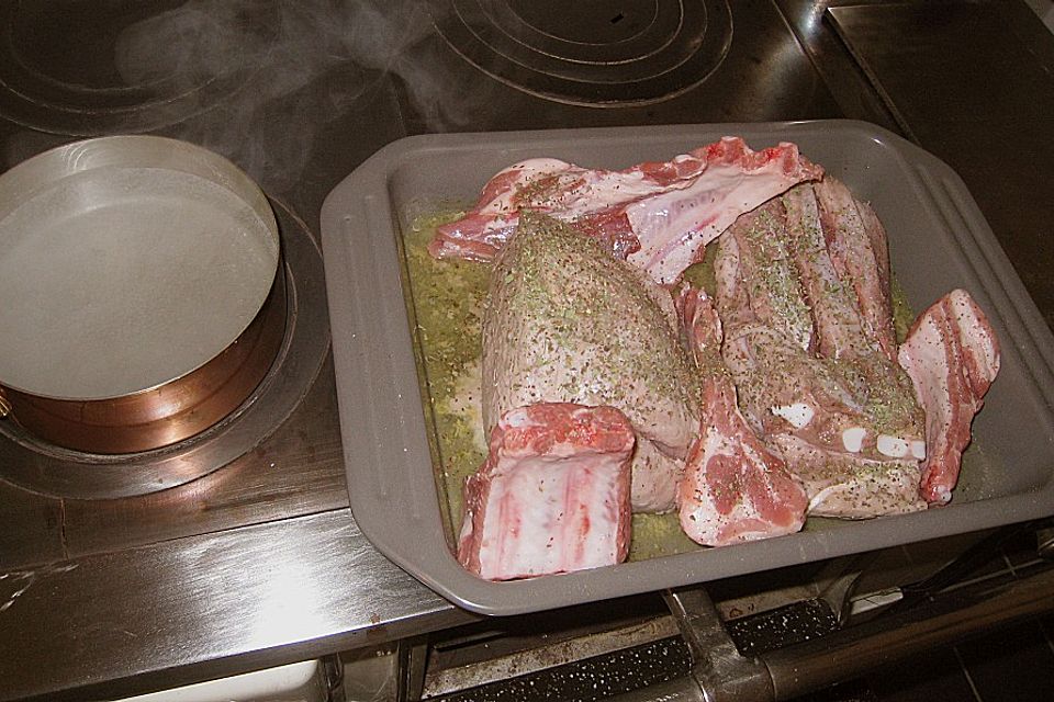 Schweinebraten im Holzofen