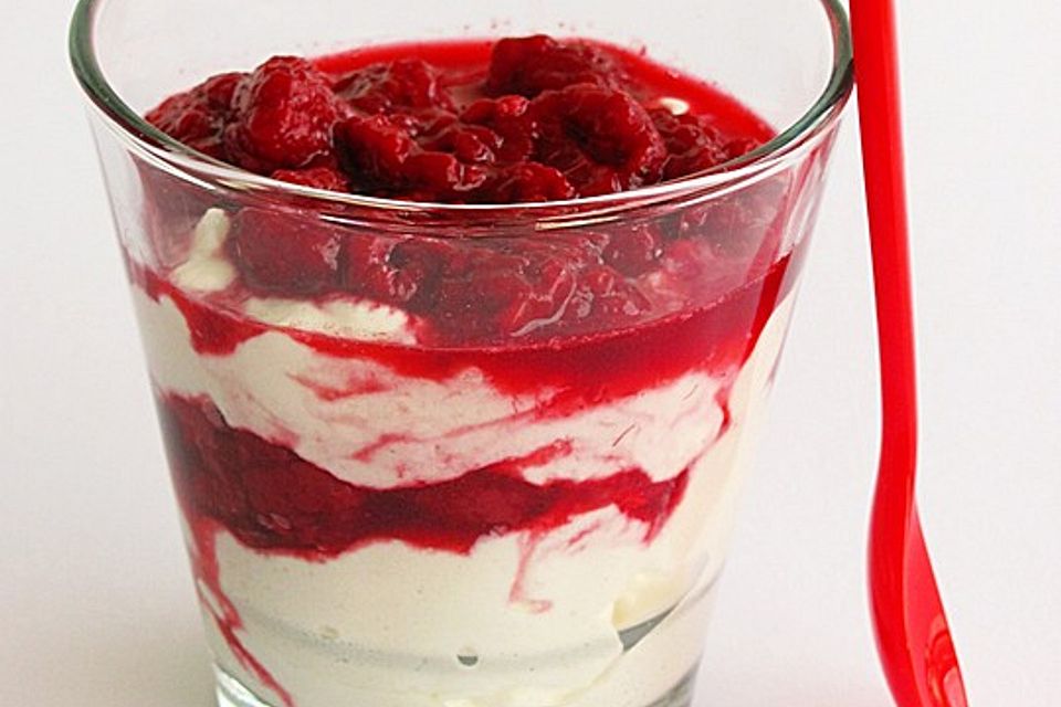 Himbeeren auf Quarkcreme