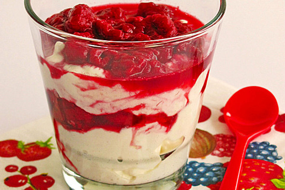 Himbeeren auf Quarkcreme