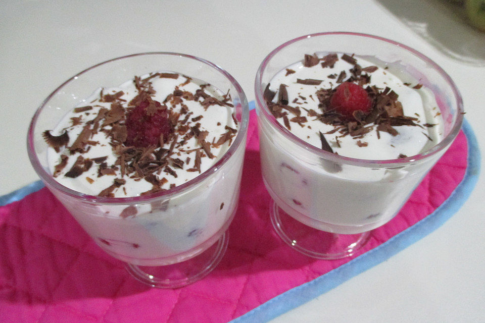 Himbeeren auf Quarkcreme