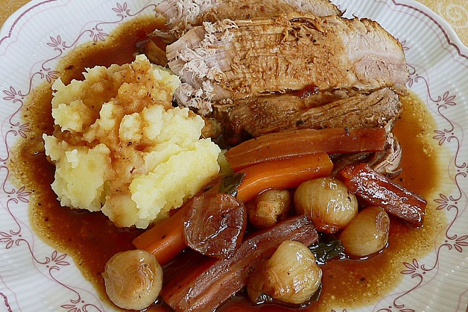 Schweinebraten in Sherry-Sauce