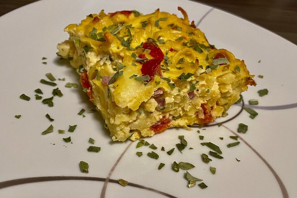 Spätzle-Frittata mit Bärlauch