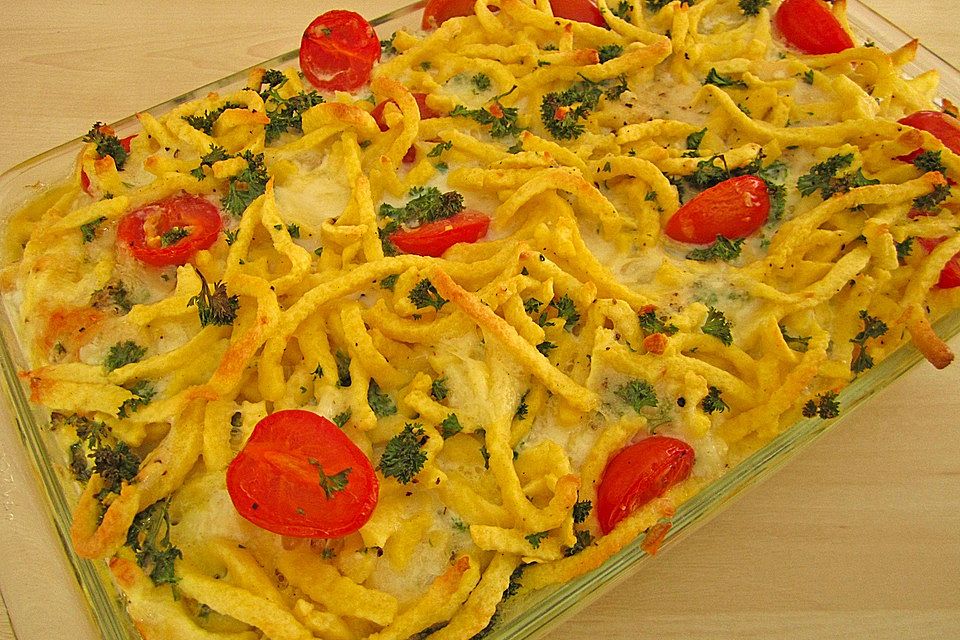 Spätzle-Frittata mit Bärlauch