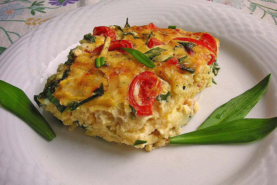 Spätzle-Frittata mit Bärlauch