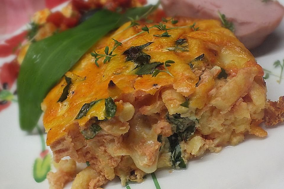 Spätzle-Frittata mit Bärlauch