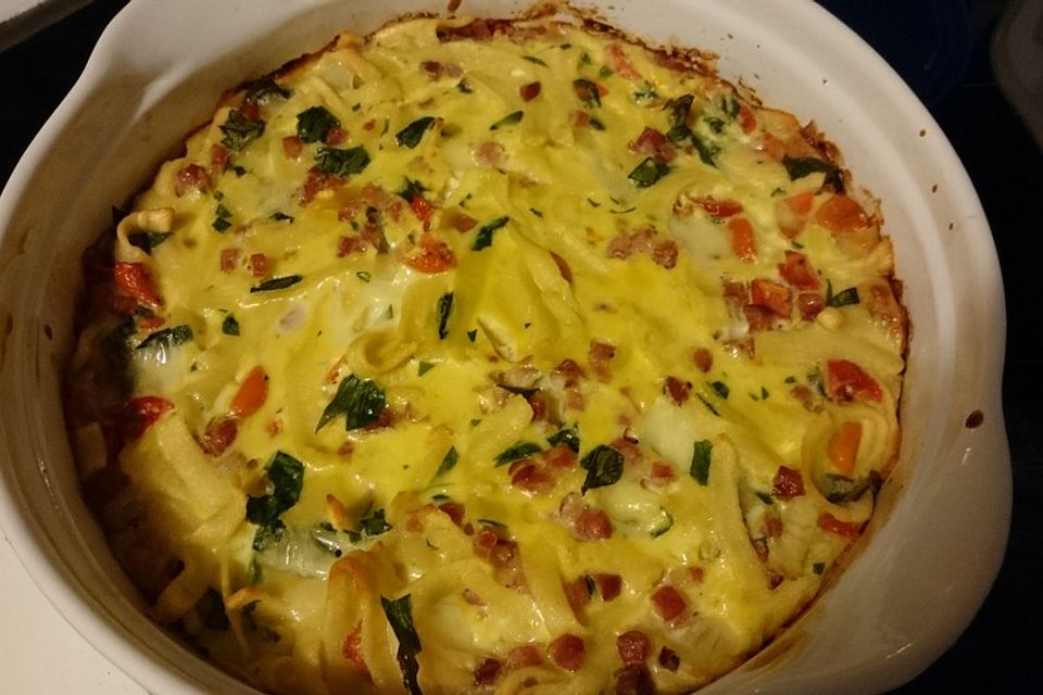 Spätzle-Frittata mit Bärlauch