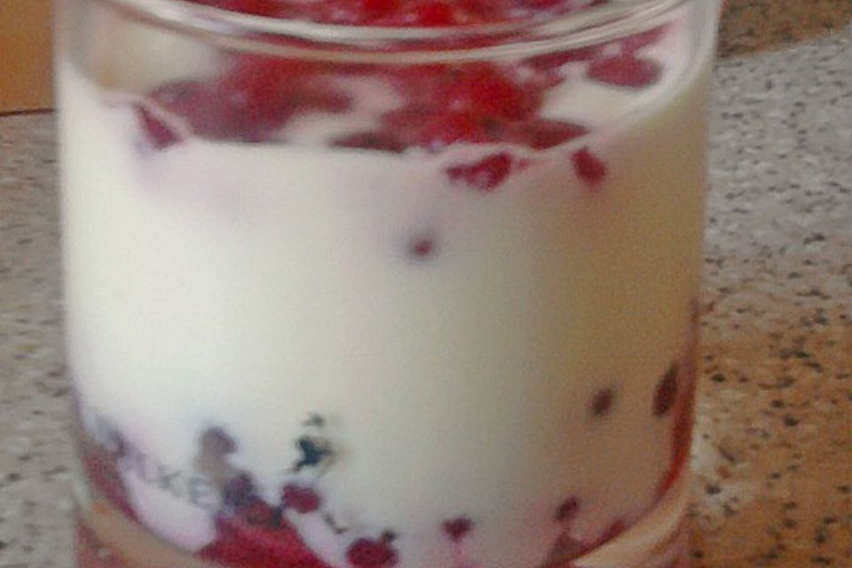 Buttermilchcreme mit roter Grütze