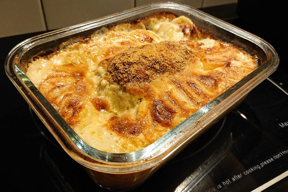 Hackbraten auf Kartoffelgratin