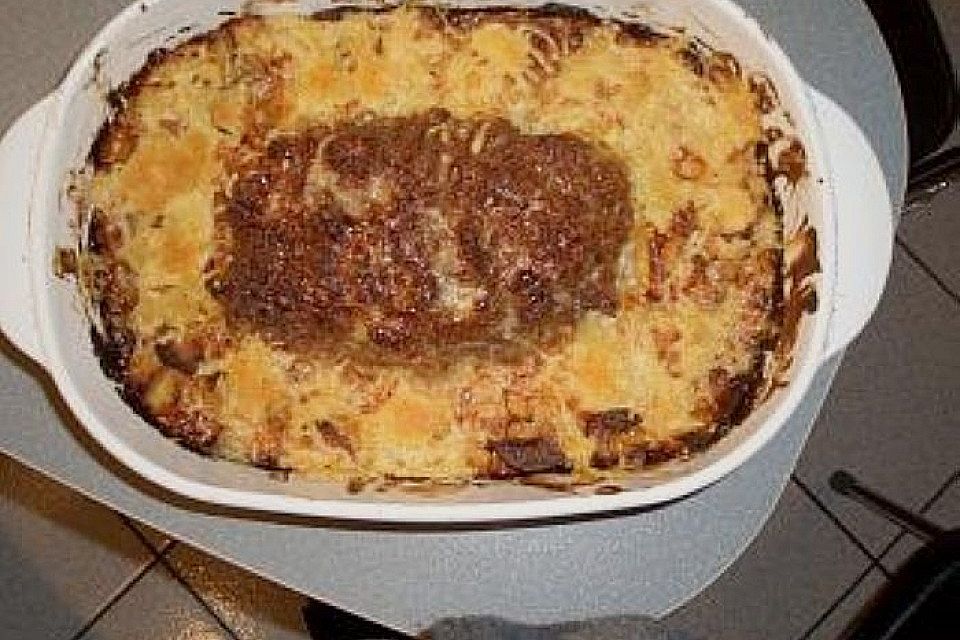 Hackbraten auf Kartoffelgratin