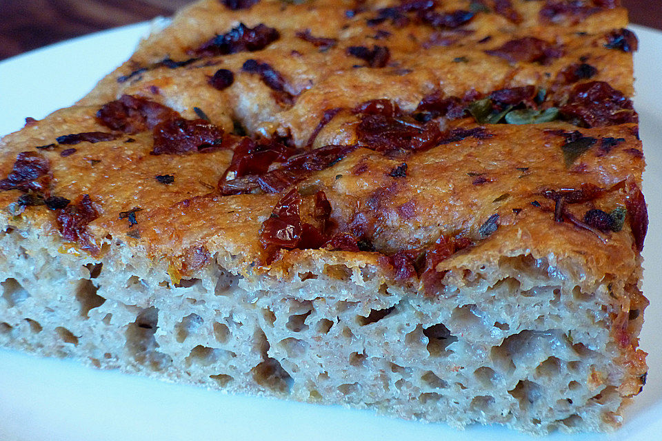 Dinkelvollkorn-Focaccia mit Ziegenkäse