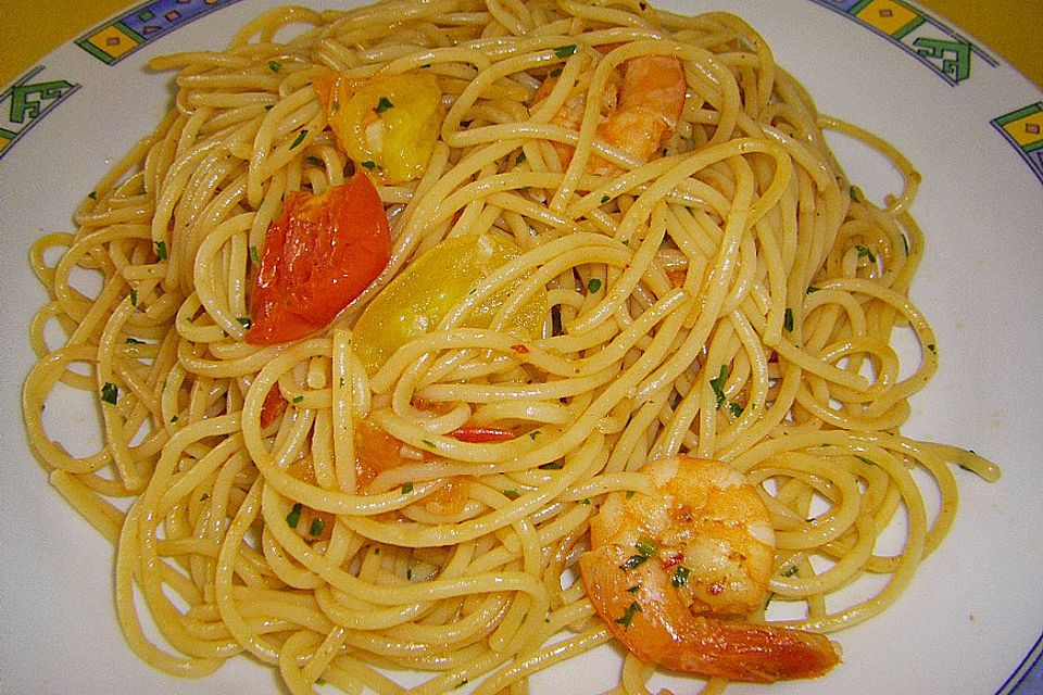 Spaghetti mit Chiligarnelen