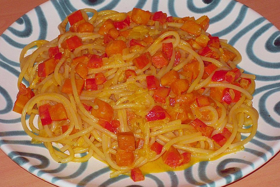 Spaghetti in Kürbissauce