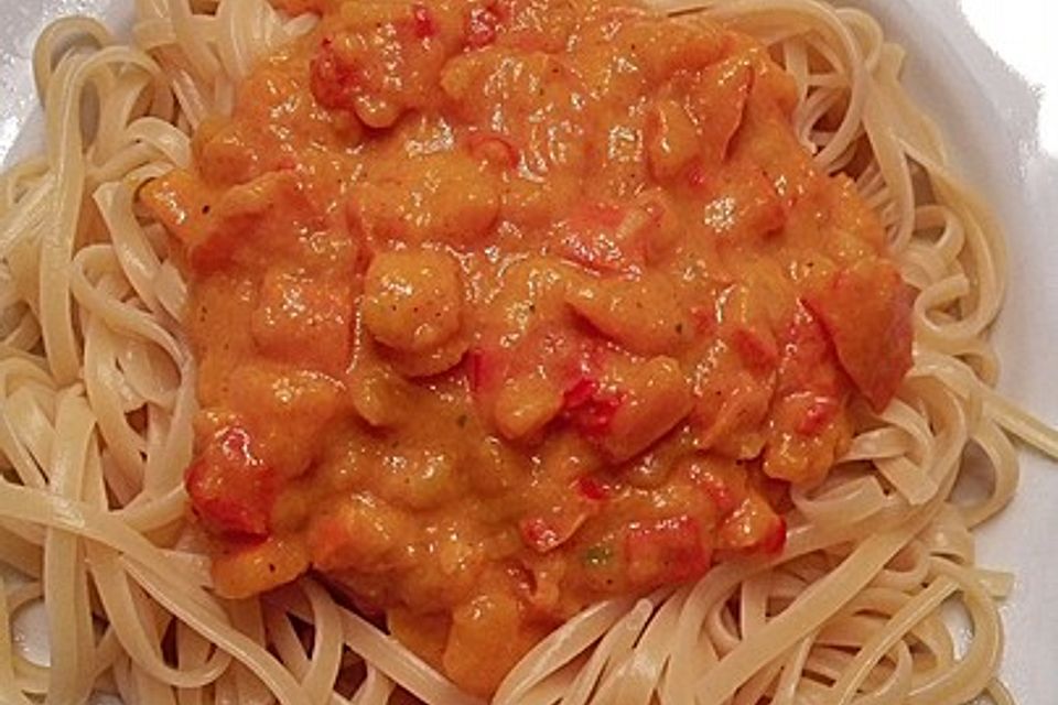 Spaghetti in Kürbissauce