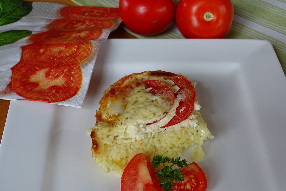 Couscousauflauf Tomate-Mozzarella