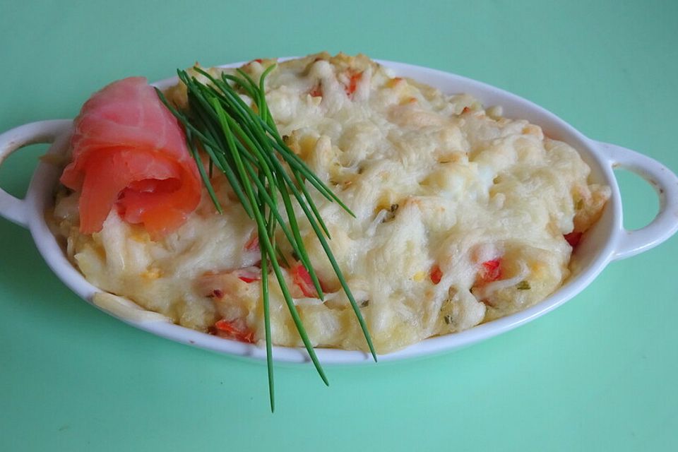 Ernies  überbackener Kartoffelbrei mit Lachs