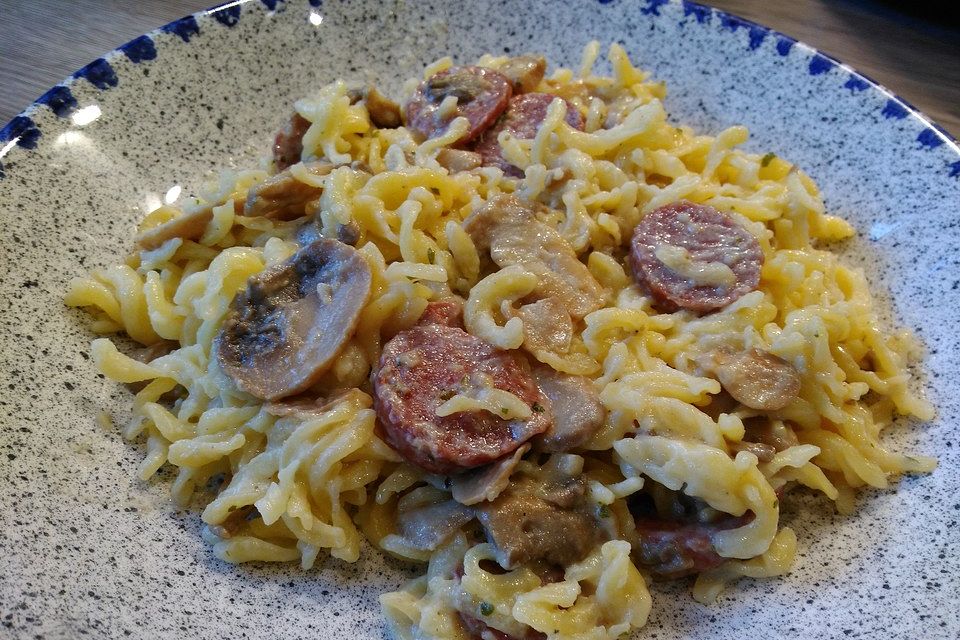 Champignonpfanne mit Salami